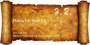 Hanula Rella névjegykártya